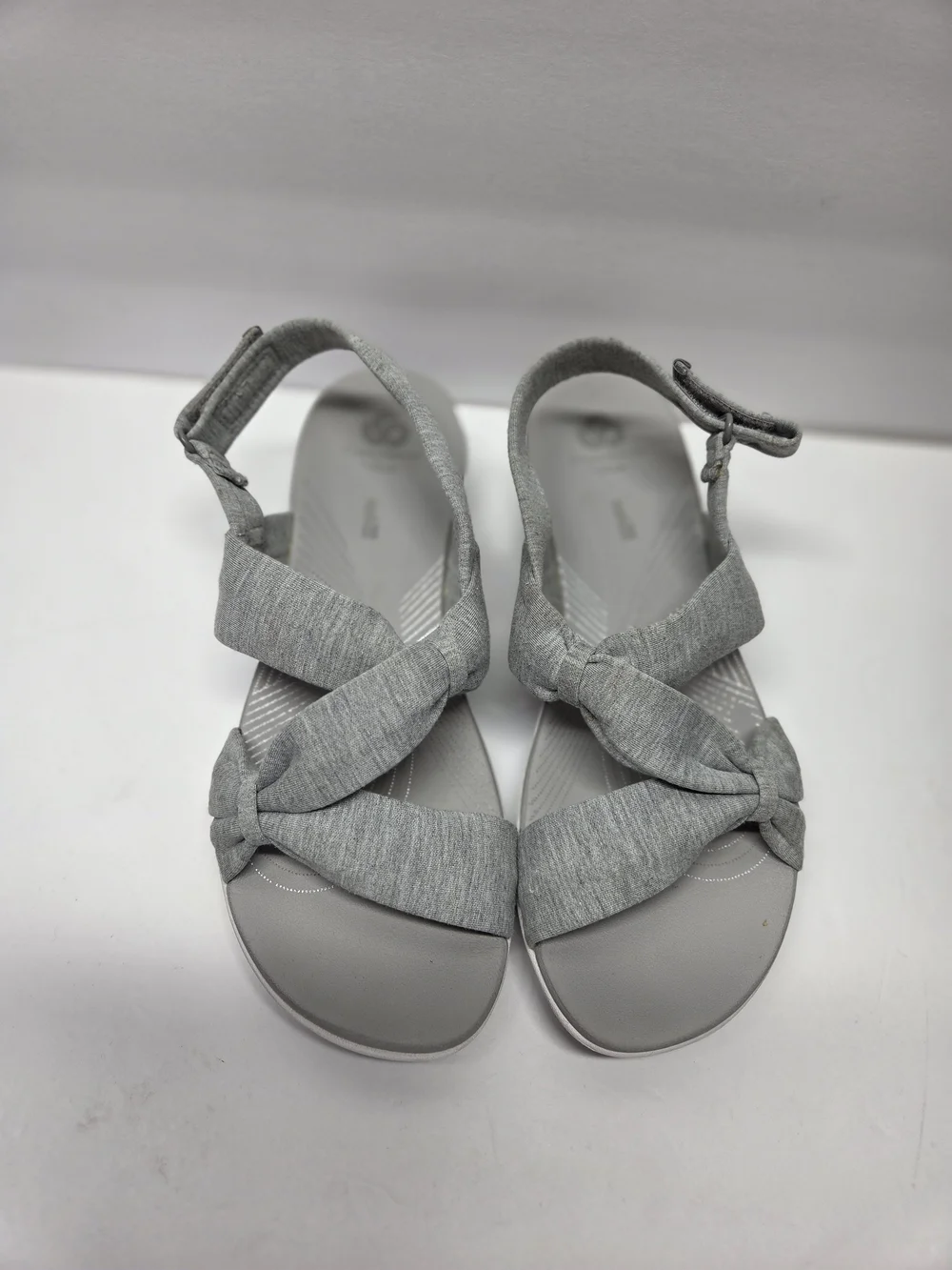 Cloudstepers Clarks Cushion Light Gray Kids Hook-and-Loop Sandals